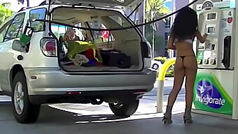 Nikki Brazil'S Upskirt Flashing And Pervert Voyeur'S Jerking Off At A Gas Station