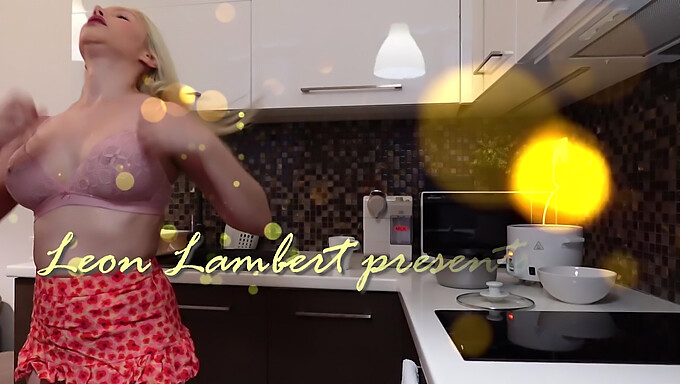 Sizzling Blonde Teen In The Kitchen, Underwear-Free, Flaunts Petite Assets